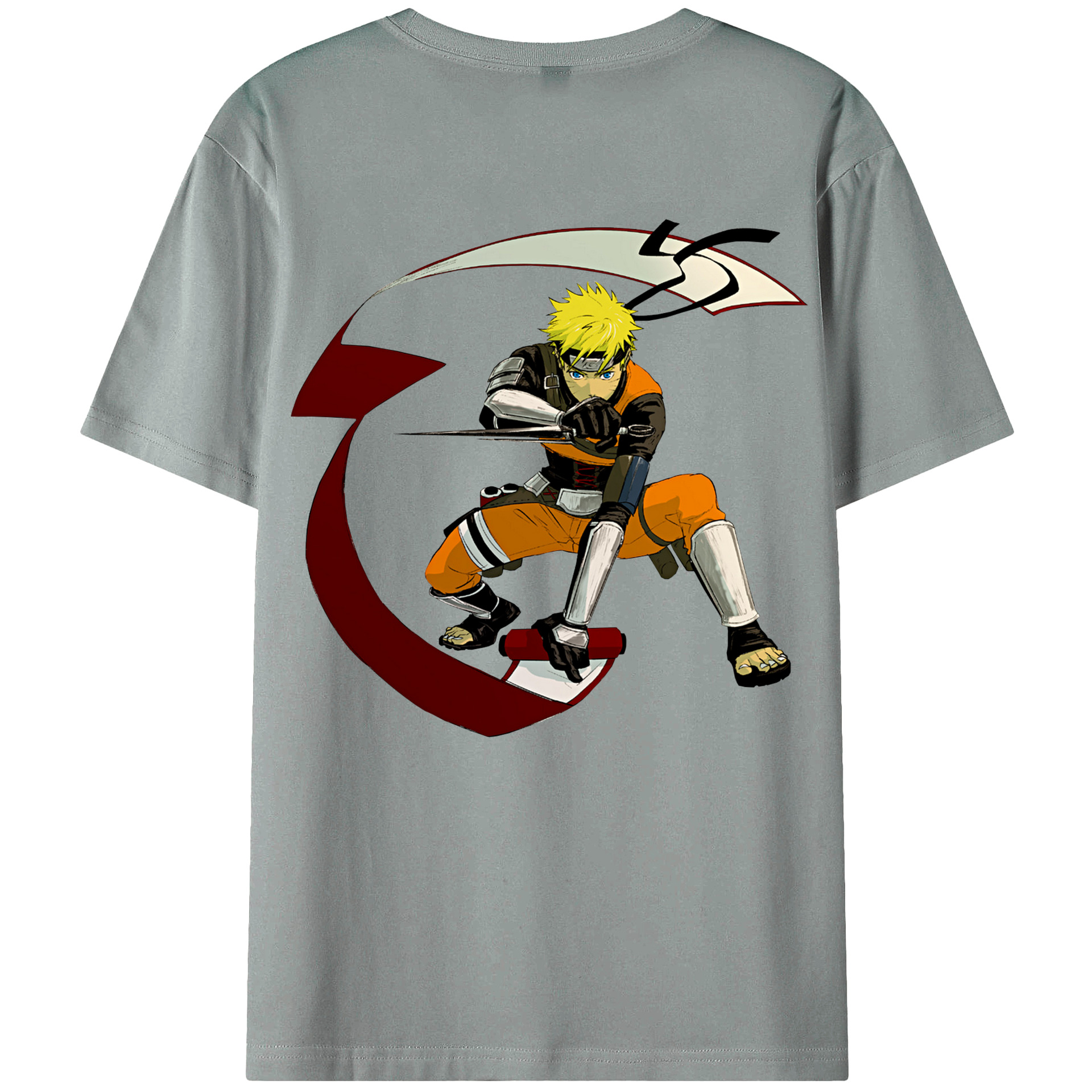 （画像用） NARUTO -ナルト- うずまき ナルト Uzumaki Naruto 綿100％ メンズ半袖Tシャツ（バックプリント） 通気性